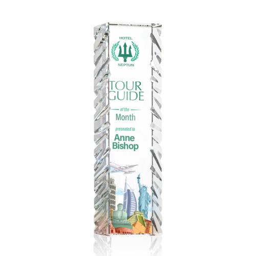 Awards and Plaques - Crystal Trophies - Donahue Full Color Towers Crystal Trophy