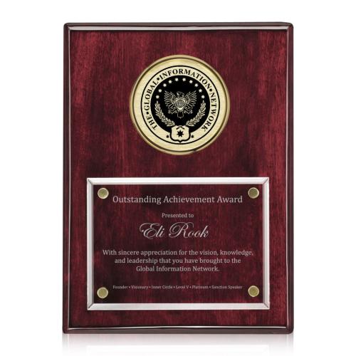 Awards and Plaques - Wall Plaque Awards - Zapata Plaque - Rosewood/Gold