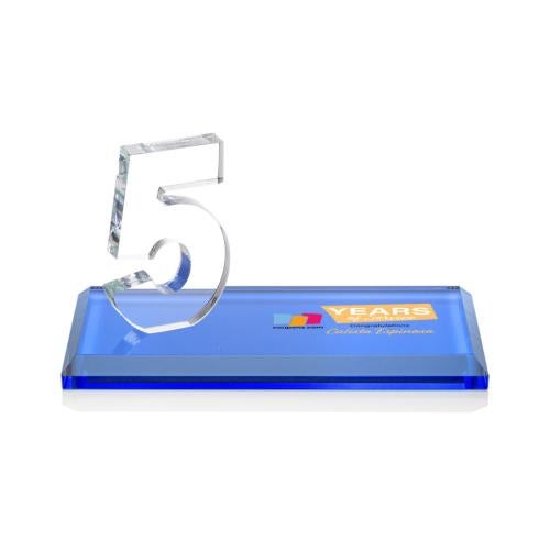 Hutchison Anniversary Full Color Sky Blue Crystal Trophy