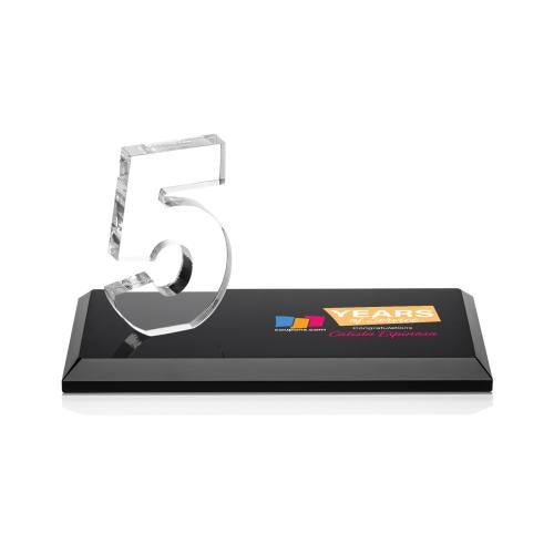 Awards and Plaques - Crystal Trophies - Hutchison Anniversary Full Color Black Crystal Trophy