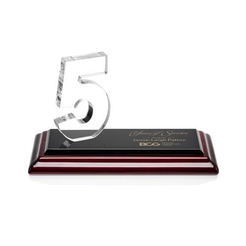 Awards and Plaques - Crystal Trophies - Hutchison Anniversary Wood Crystal Trophy
