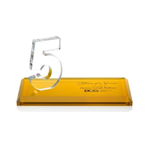 Awards and Plaques - Crystal Trophies - Hutchison Anniversary Amber Crystal Trophy