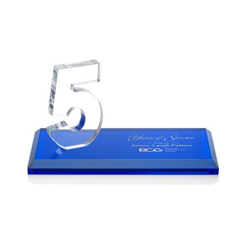 Awards and Plaques - Crystal Trophies - Hutchison Anniversary Blue Crystal Trophy