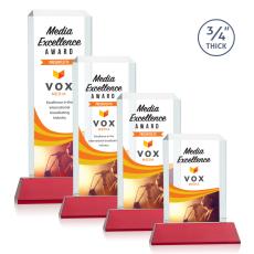 Carey Full Color on Helton Red Rectangle Crystal Trophy - Crystal Trophies