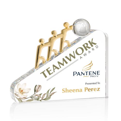 Awards and Plaques - Crystal Trophies - Synergy Full Color Globe Crystal Trophy