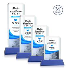 Carey Full Color on Helton Blue Rectangle Crystal Trophy - Custom Trophies