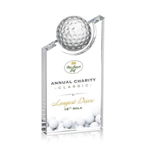 Awards and Plaques - Crystal Trophies - Simpson Full Color Golf Peaks Crystal Trophy