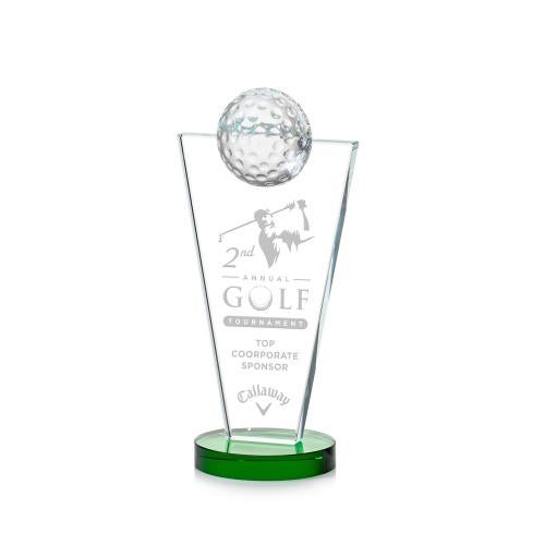 Awards and Plaques - Crystal Trophies - Alonzo Golf Green Globe Crystal Trophy