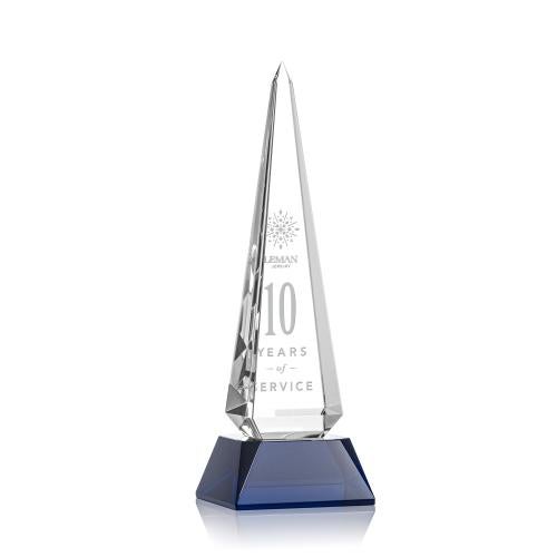 Awards and Plaques - Crystal Trophies - Bermudez Obelisk - Blue