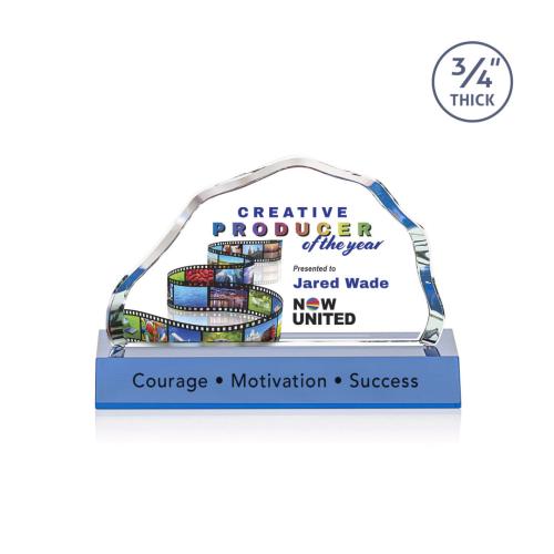 Awards and Plaques - Crystal Trophies - Pierre Full Color Sky Blue Crystal Trophy