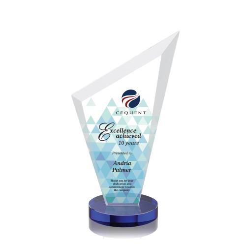 Awards and Plaques - Crystal Trophies - Charles Full Color Blue Peaks Crystal Trophy