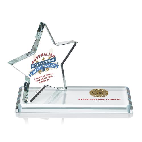 Awards and Plaques - Crystal Trophies - Hutchison Star Full Color Wood Trophy