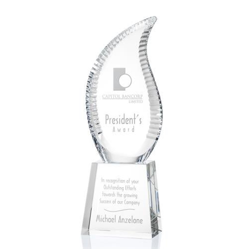 Awards and Plaques - Crystal Trophies - Hester Deep Etch Flame Crystal Trophy