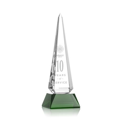 Awards and Plaques - Crystal Trophies - Bermudez Obelisk - Green