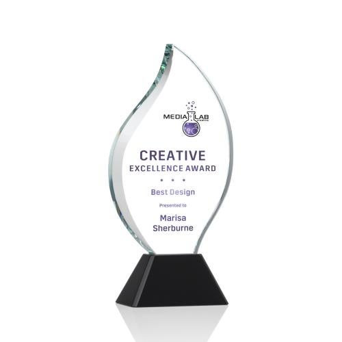 Awards and Plaques - Crystal Trophies - Gomes Full Color Black Flame Crystal Trophy