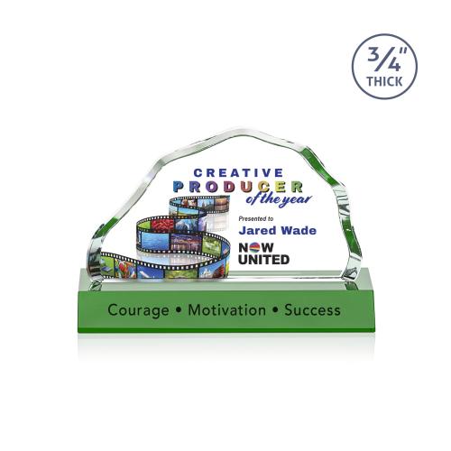 Awards and Plaques - Crystal Trophies - Pierre Full Color Green Crystal Trophy