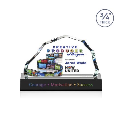 Awards and Plaques - Crystal Trophies - Pierre Full Color Black Crystal Trophy