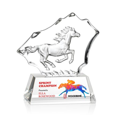 Awards and Plaques - Crystal Trophies - Reece Horse Full Color Animals Crystal Trophy
