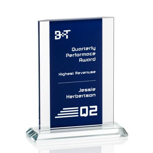 Awards and Plaques - Crystal Trophies - Sheldon Blue Rectangle Crystal Trophy