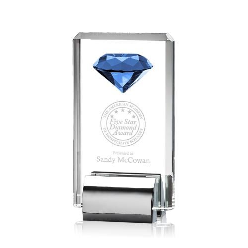 Awards and Plaques - Crystal Trophies - Cortes Diamond Sapphire Crystal Trophy