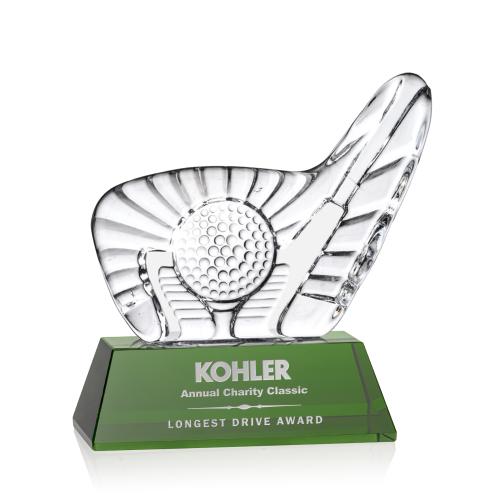 Awards and Plaques - Crystal Trophies - Cline Golf Green Unique Crystal Trophy