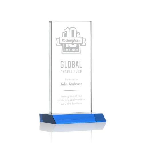 Awards and Plaques - Stanley Sky Blue Rectangle Crystal Trophy
