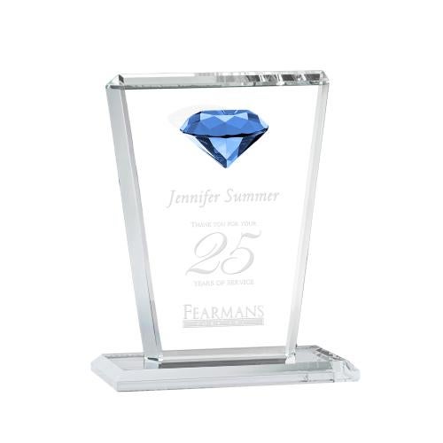 Awards and Plaques - Crystal Trophies - Clifford Diamond Sapphire Crystal Trophy