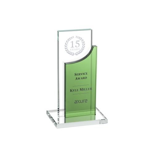 Awards and Plaques - Crystal Trophies - Tuttle Green Rectangle Crystal Trophy