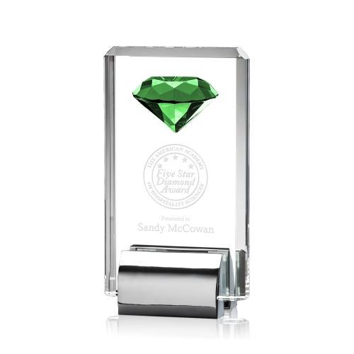 Awards and Plaques - Crystal Trophies - Cortes Diamond Emerald Crystal Trophy