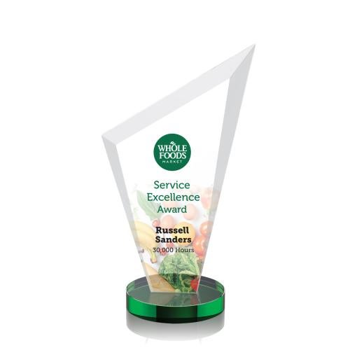 Awards and Plaques - Crystal Trophies - Charles Full Color Green Peaks Crystal Trophy