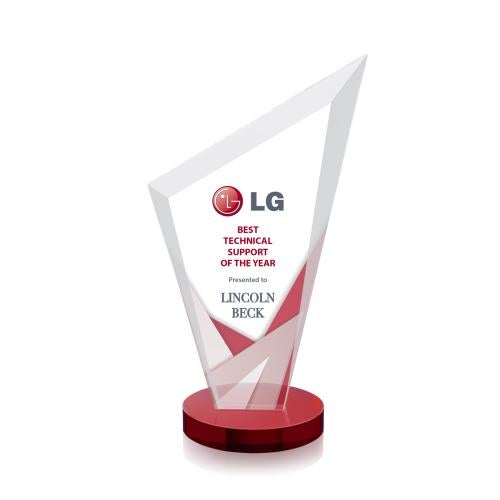 Awards and Plaques - Crystal Trophies - Charles Full Color Red Peaks Crystal Trophy