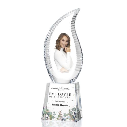 Awards and Plaques - Crystal Trophies - Hester Full Color Flame Crystal Trophy