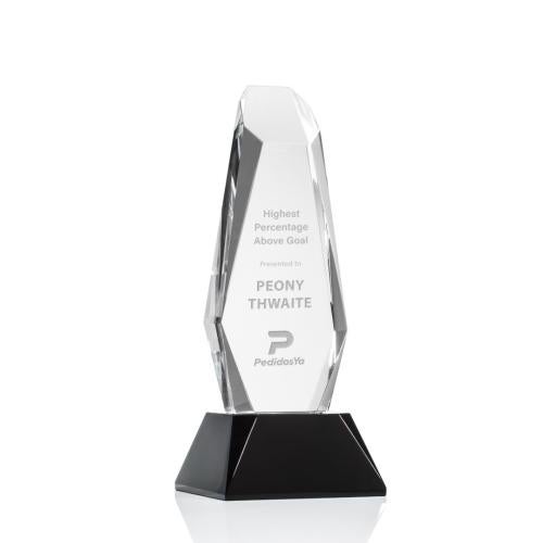 Awards and Plaques - Crystal Trophies - Amador on Base Black Obelisk Crystal Trophy