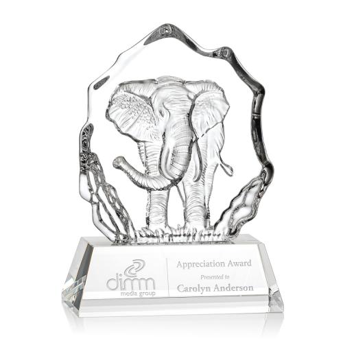 Awards and Plaques - Crystal Trophies - Reece Elephant Animals Crystal Trophy