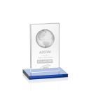 Shelton Globe Sky Blue Rectangle Crystal Trophy