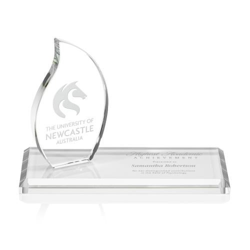 Awards and Plaques - Crystal Trophies - Hutchison Deep Etch Flame Wood Trophy