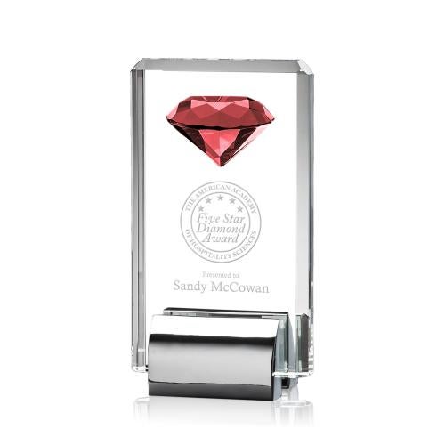 Awards and Plaques - Crystal Trophies - Cortes Diamond Ruby Crystal Trophy