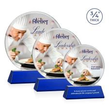 Juarez on Helton Full Color Blue Circle Crystal Trophy - Custom Trophies