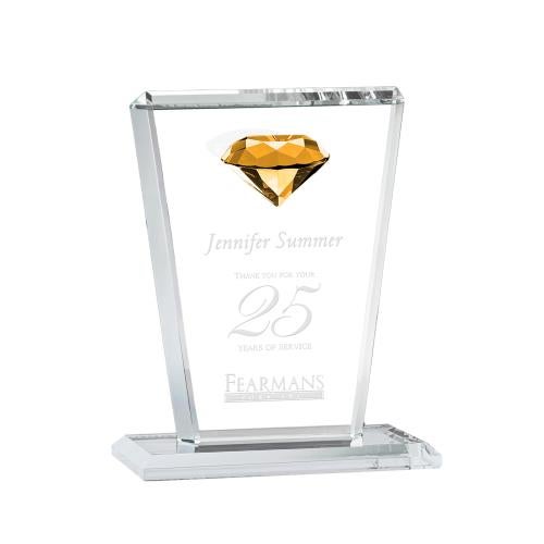 Awards and Plaques - Crystal Trophies - Clifford Diamond Amber Crystal Trophy
