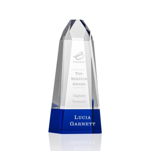 Awards and Plaques - Crystal Trophies - Billings Blue Obelisk Crystal Trophy