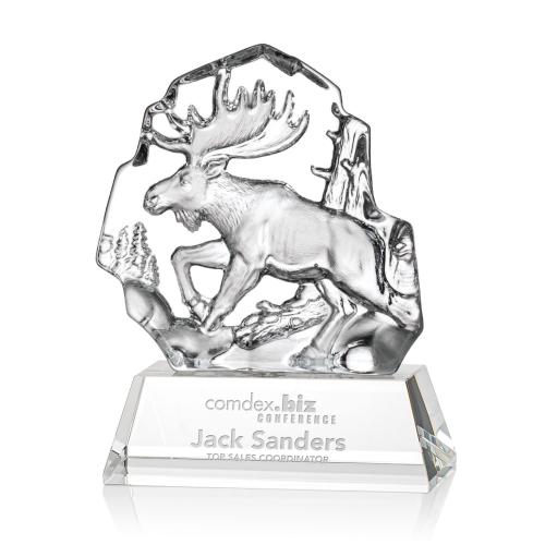 Awards and Plaques - Crystal Trophies - Reece Moose Animals Crystal Trophy