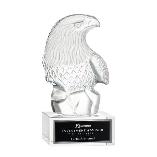 Awards and Plaques - Crystal Trophies - McConnell Eagle Animals on Plated Crystal Trophy