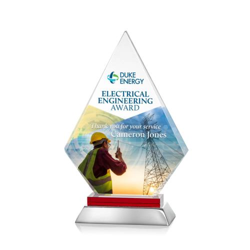 Awards and Plaques - Crystal Trophies - Hanks Full Color Red Crystal Trophy