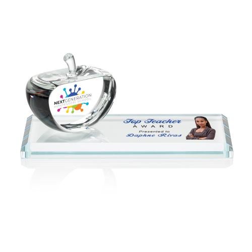 Awards and Plaques - Crystal Trophies - Powell Apple Full Color Apples on Base Crystal Trophy