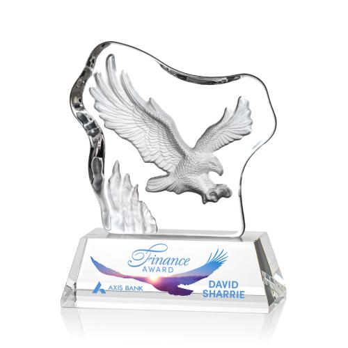 Awards and Plaques - Crystal Trophies - Reece Flying Eagle Full Color Animals Crystal Trophy