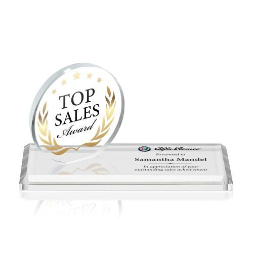 Awards and Plaques - Crystal Trophies - Hutchison Full Color Wreath Circle Wood Trophy