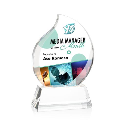 Awards and Plaques - Crystal Trophies - Butcher Full Color Flame on Base Crystal Trophy