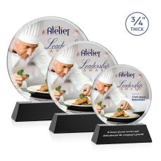 Juarez on Helton Full Color Black Circle Crystal Trophy - Custom Trophies