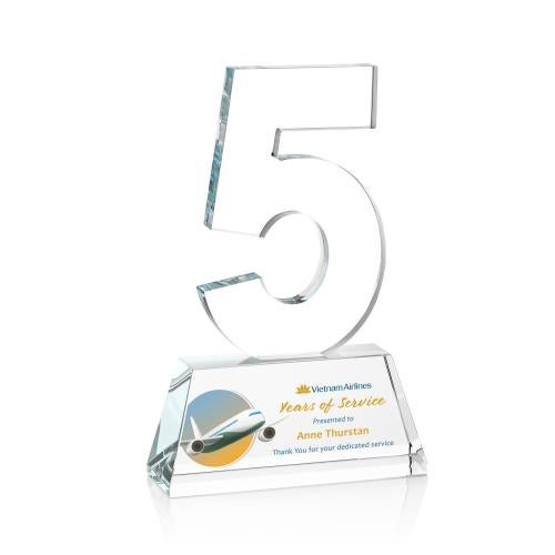 Awards and Plaques - Crystal Trophies - Simms Optical Full Color Clear Crystal Trophy