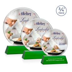 Juarez on Helton Full Color Green Circle Crystal Trophy - Crystal Trophies